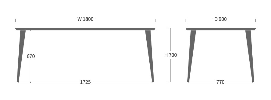 BLANCO ダイニングテーブル 180寸法図