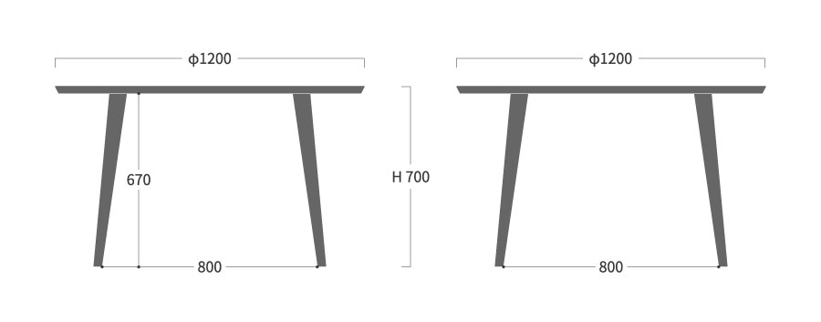 BLANCO 丸ダイニングテーブル 120寸法図