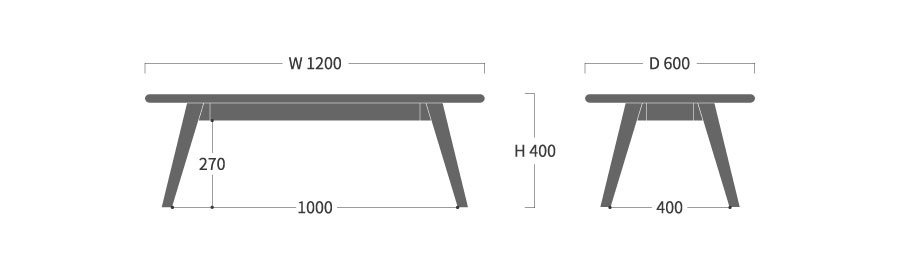 リビングテーブル 角 120寸法図